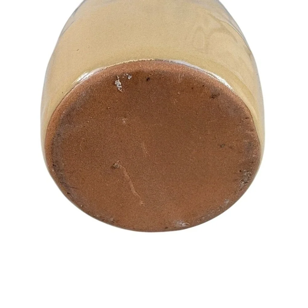 Vintage Brown Tan Stoneware Crock Utensil Holder‎ 5